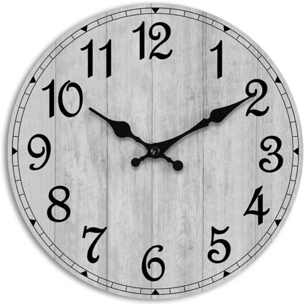 Wall Clock 12 Inch, Grey Wall Clocks Battery Operated Silent Non Ticking,